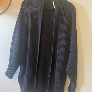 Free People Nightingale Oversize Cozy Black Knit Cardigan Size XS